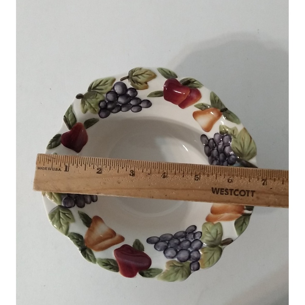 Home Interior Sonoma Villa Earthenware Ceramic Cereal Bowl Raised Fruit Pattern - Picture 3 of 10